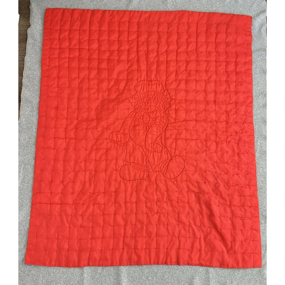 Vintage Raggedy Ann Quilt Baby Red Gingham Checkered Puffy Applique Handmade‎